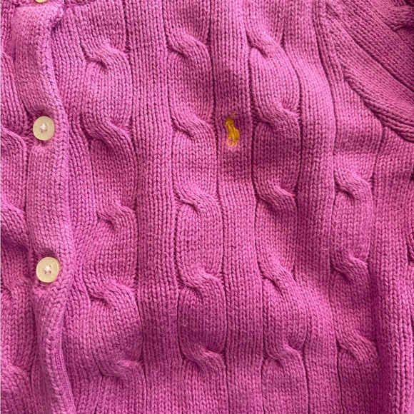 Ralph Lauren Girls Pink Cable Knit Cardigan Sweater Size 6X - Picture 3 of 7